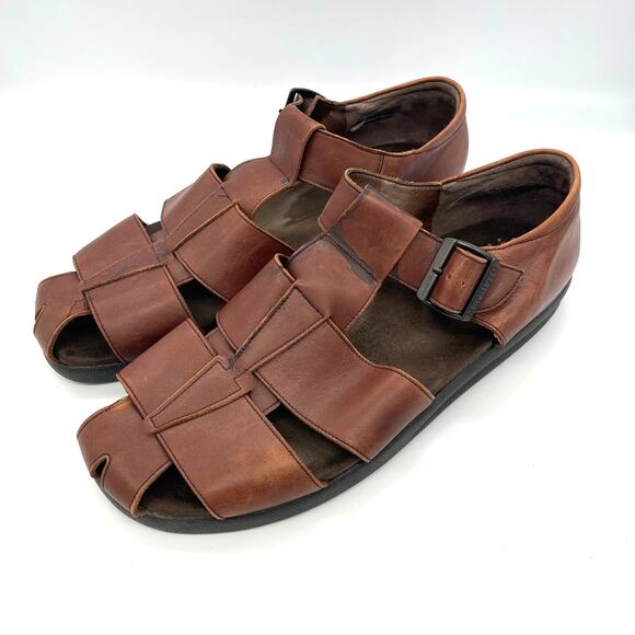 Mephisto Men’s Brown Leather 4X Shock Absorbing Sandals Size 13 EU 47 - Picture 2 of 11